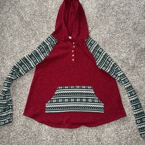 Ces Femme red and green patterned Hoodie